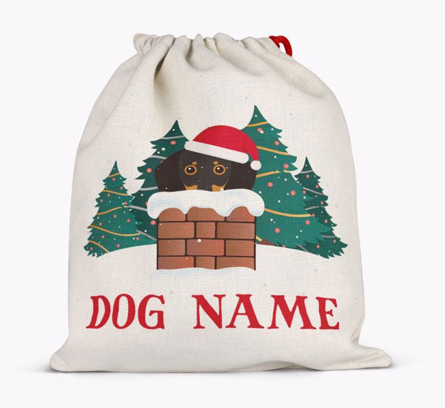 Peeking Dog with Santa Hat: Personalized {breedFullName} Santa Sack 